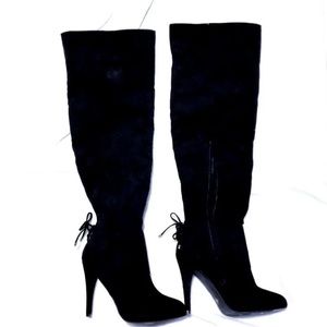black over the knee boots with heel